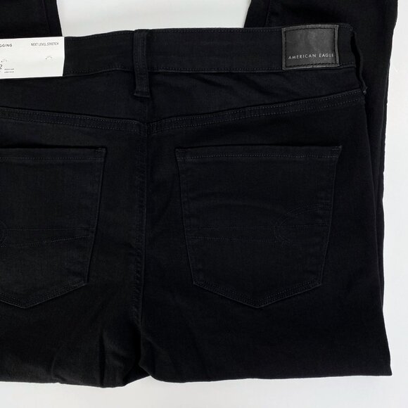 American Eagle Y2K Mid Low Rise Jeggings Black Skinny Jeans 12 Stretchy Slimming - Picture 9 of 12
